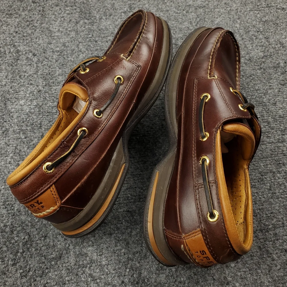 Sperry Top Sider Gold Cup Collection Boat Shoes Mens 9 Dark Brown Deerskin 2 Eye